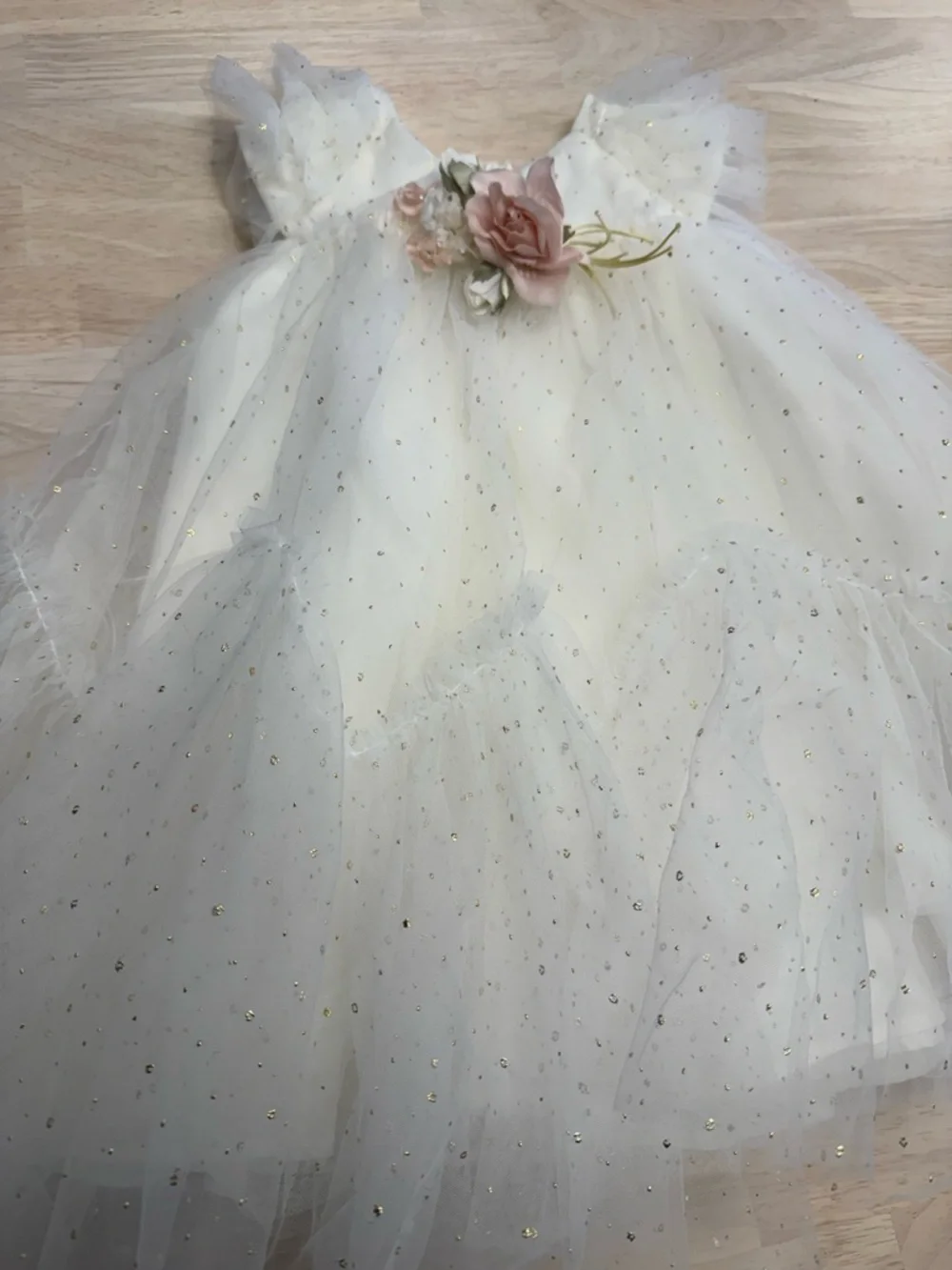 Monnalissa tulle flower dress with gold